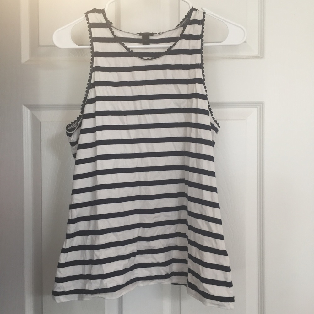 EUC JCREW Navy Stripe Scallop Racerback Tank